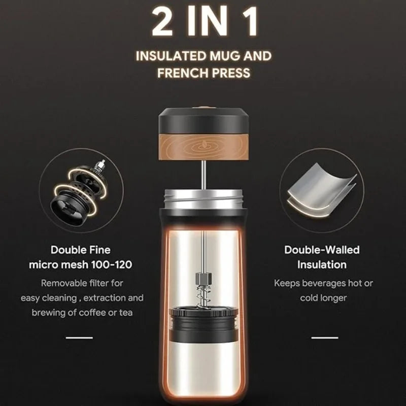 Portable French Press Coffee Maker for Outdoor Camping